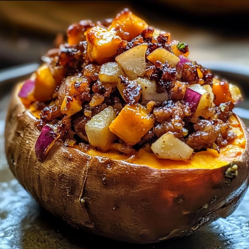 Apple Spiced Stuffed Sweet Potatoes