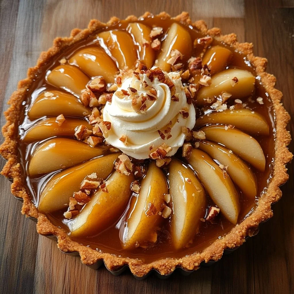 Caramel Pear Christmas Tart