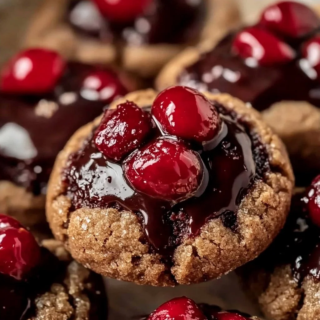 Chocolate Cherry Thumbprint Cookies