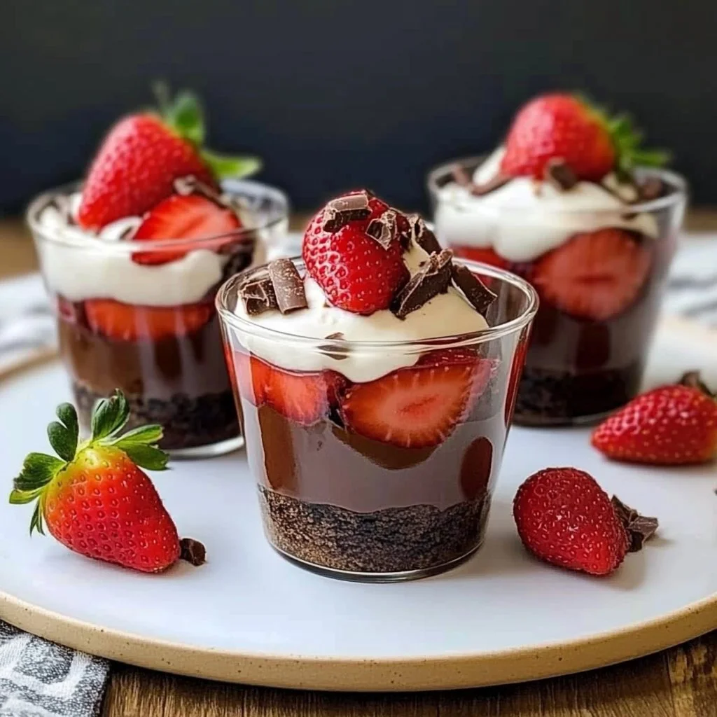 Chocolate Strawberry Cake Shooters