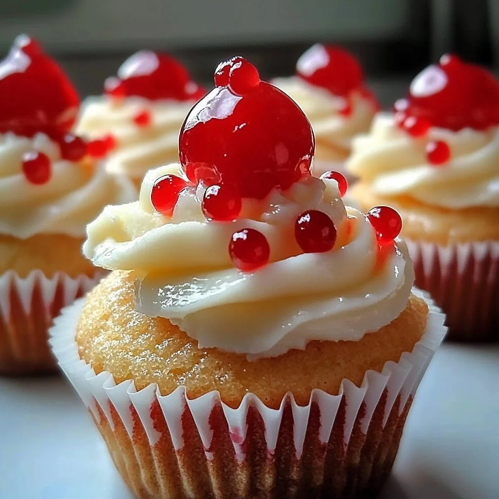 Christmas Cherry Vanilla Cupcakes