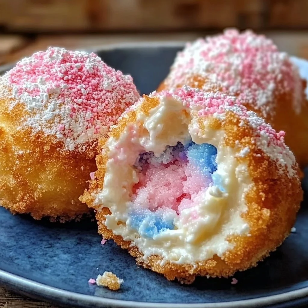 Crispy Cotton Candy Cheesecake Bombs