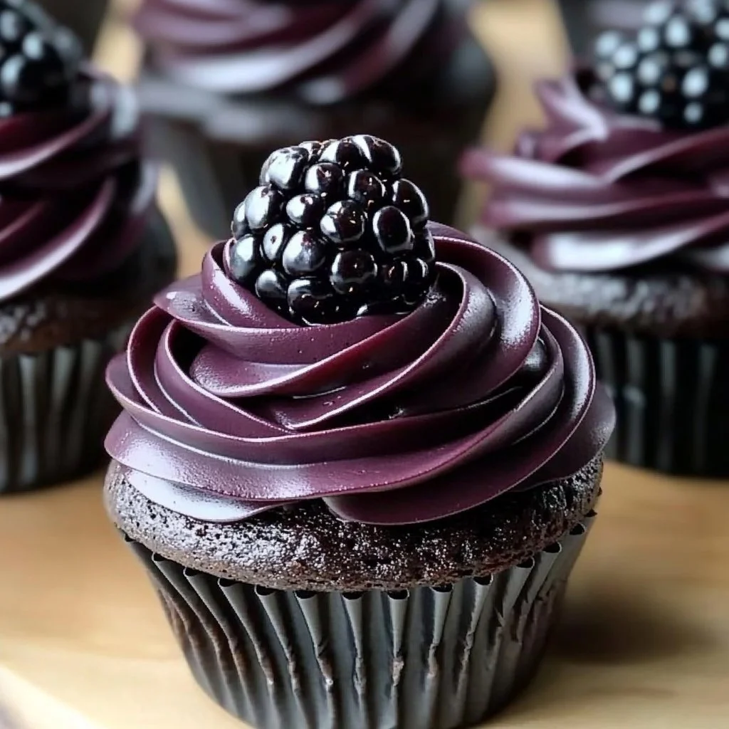 Dark Chocolate Blackberry Cupcakes