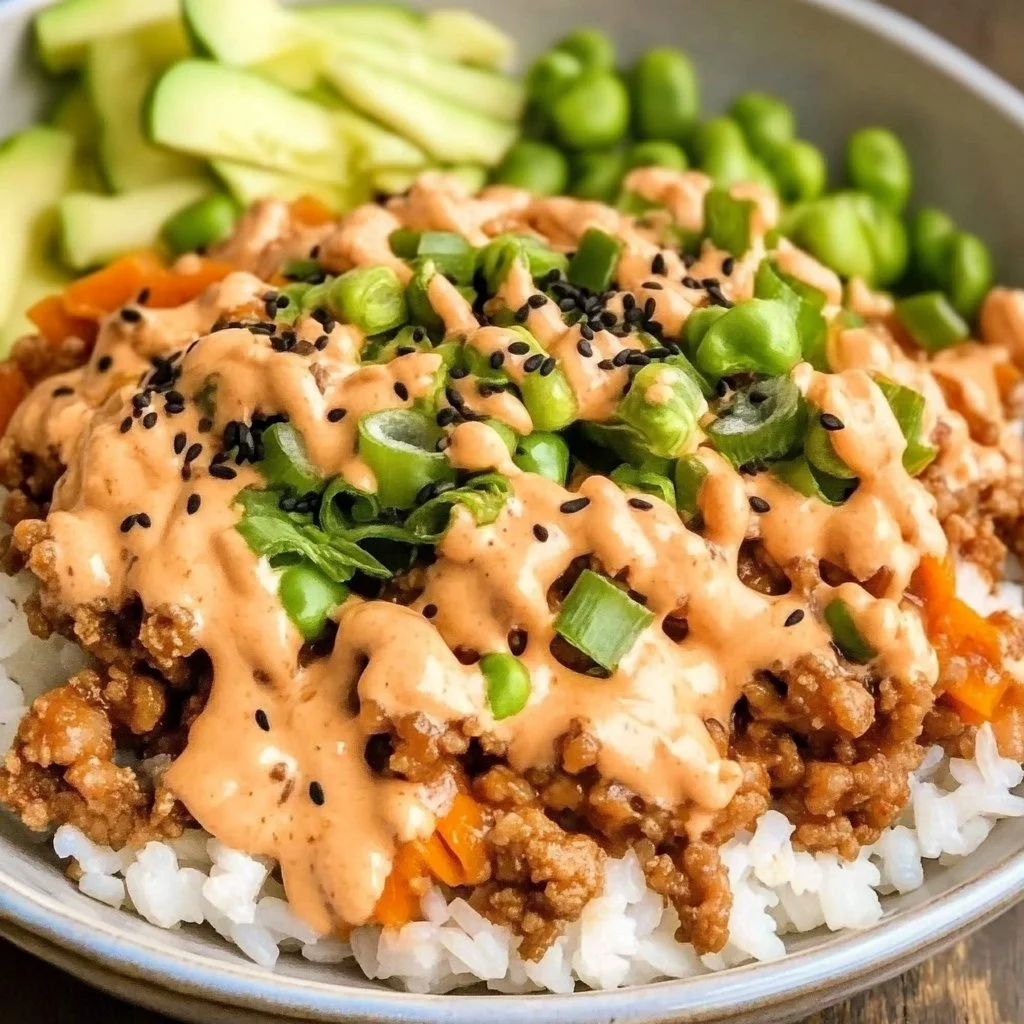 Ground Turkey Rice Bowls with Bang Bang Sauce