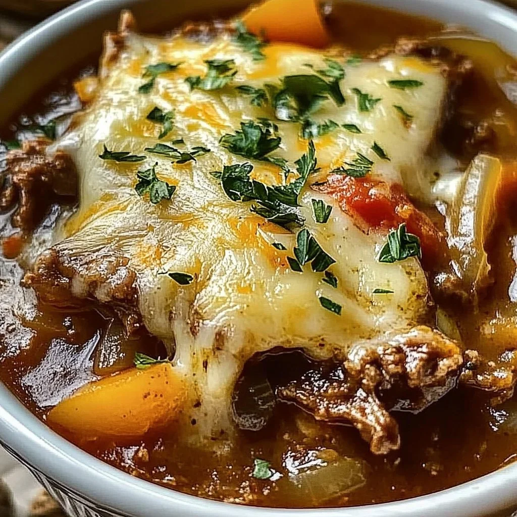 Hearty Philly Cheesesteak Onion Soup