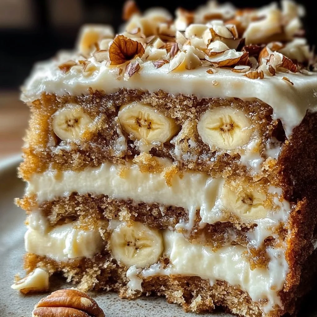 Heavenly Banana Walnut Cream Cake