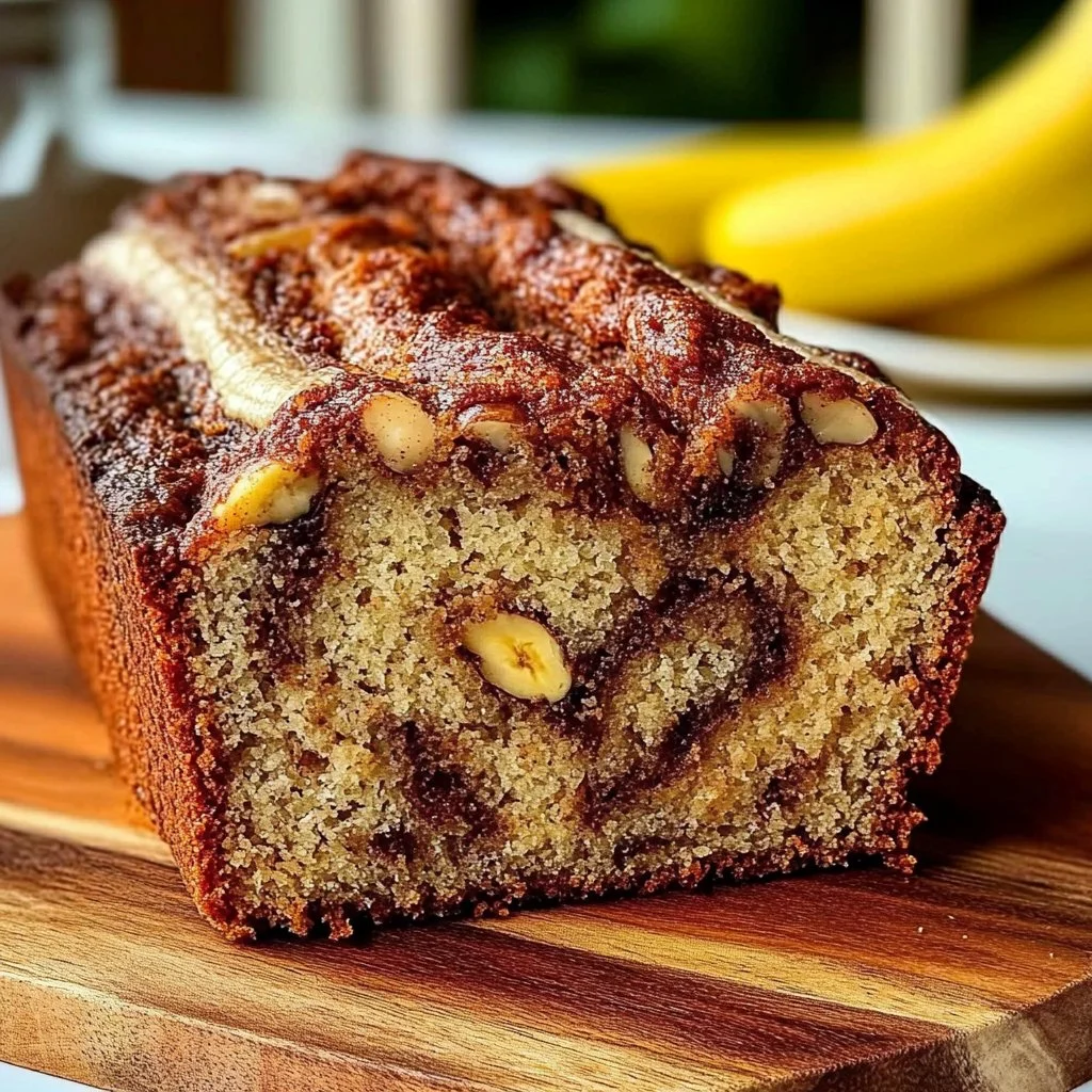 Southern Banana Nut Bread with a Cinnamon