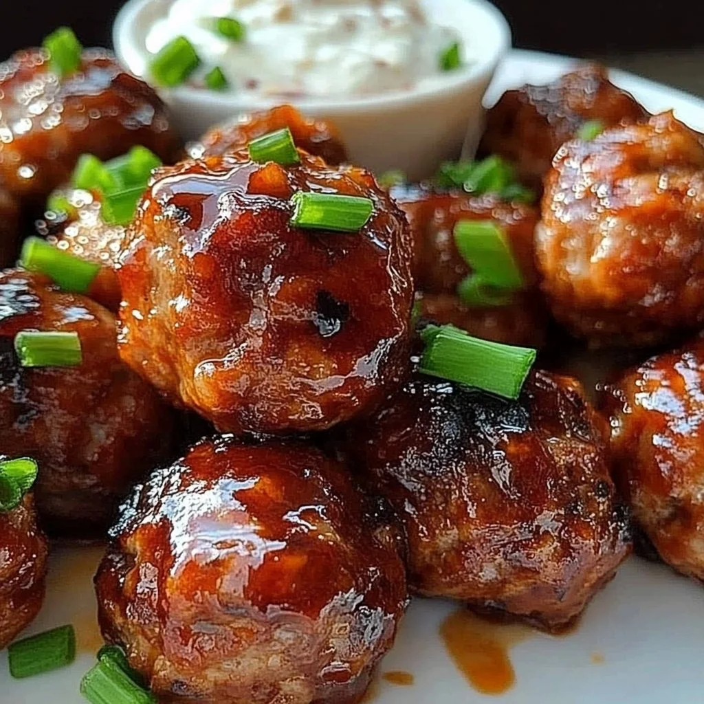 Korean BBQ Meatballs with Spicy Mayo Dip