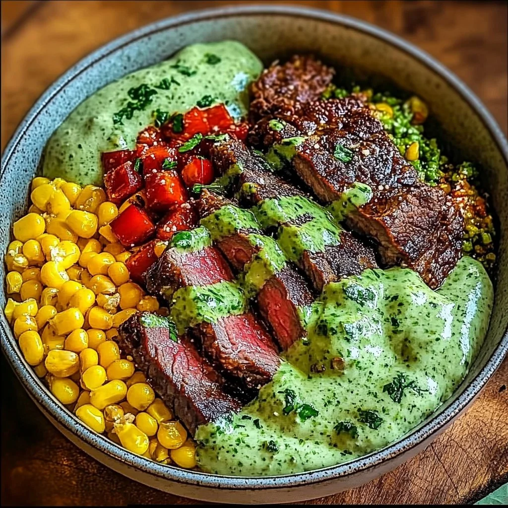 Steak Avocado Roasted Corn Bowl