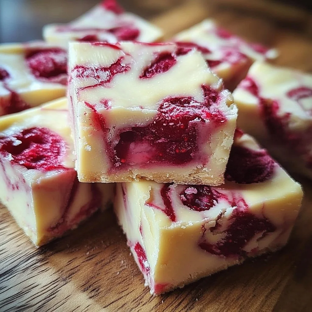 White Chocolate Raspberry Christmas Fudge