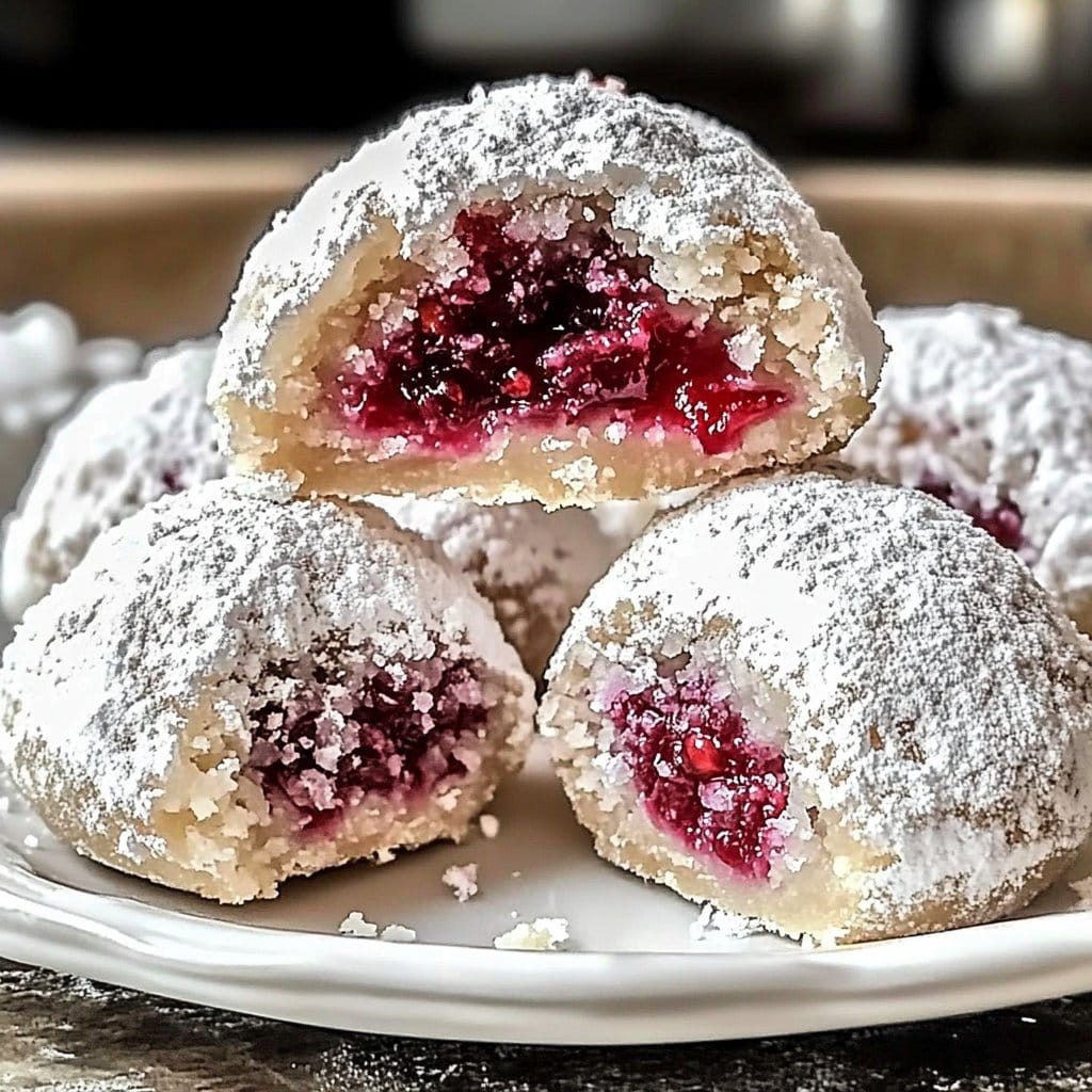Raspberry Almond Snowball Cookies Delightful Easy Recipe