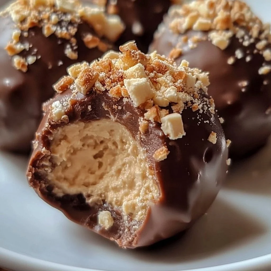 3-Ingredient Toblerone Cheesecake Balls dessert on a plate