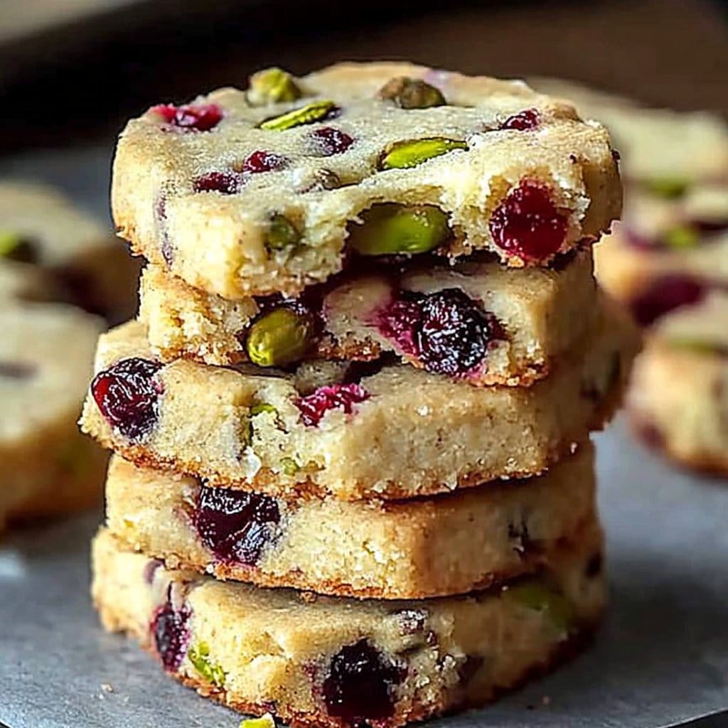 Cranberry Pistachio Shortbread Cookies
