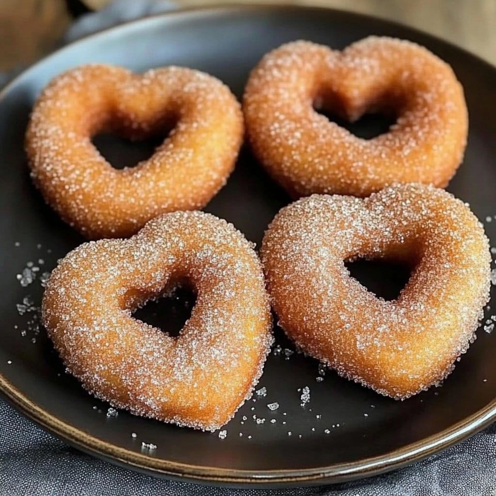 Cinnamon Sugar Heart Doughnuts