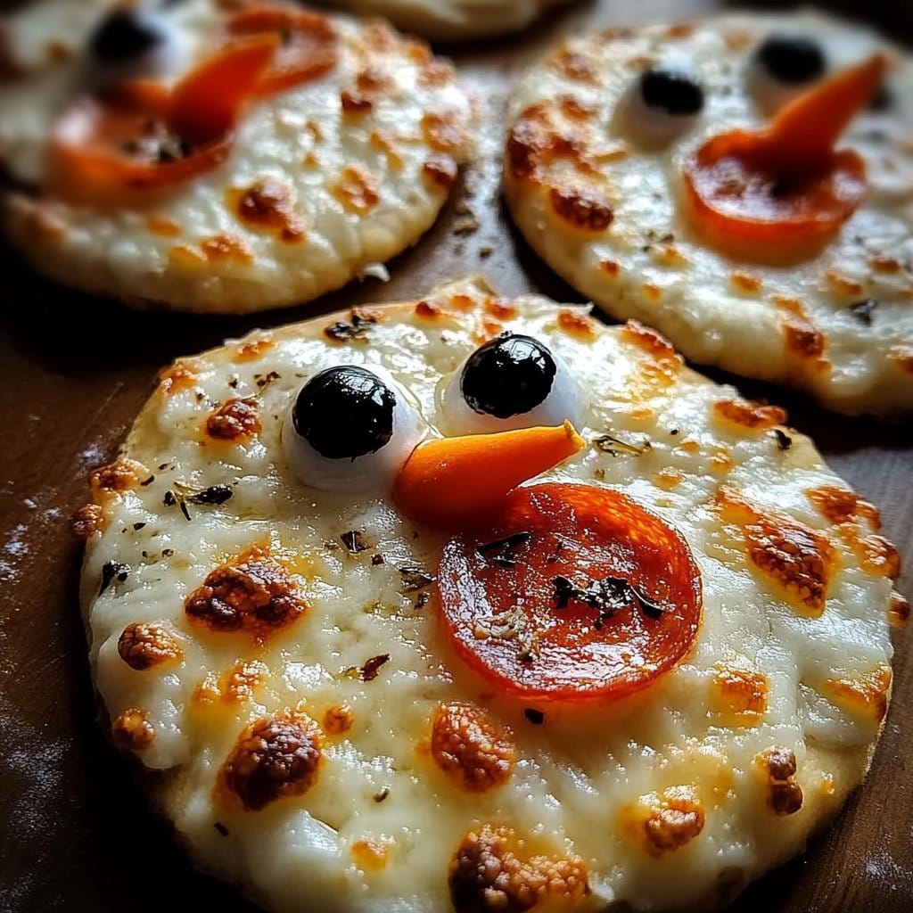 Mini Snowman Pizzas