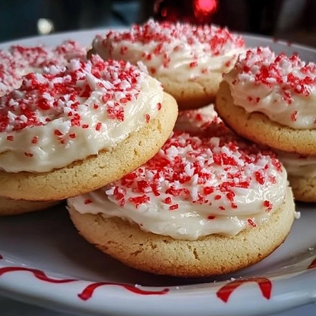 Candy Cane Frosted Cookies