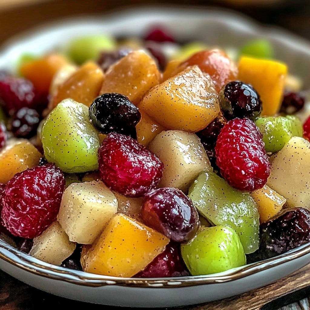 Easy Fresh Winter Fruit Salad with Easy Cinnamon Vanilla Dressing