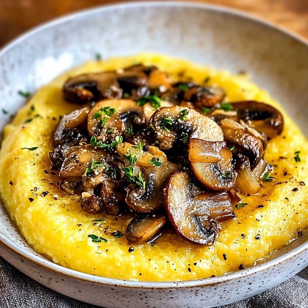 Creamy Garlic Polenta With Mushrooms