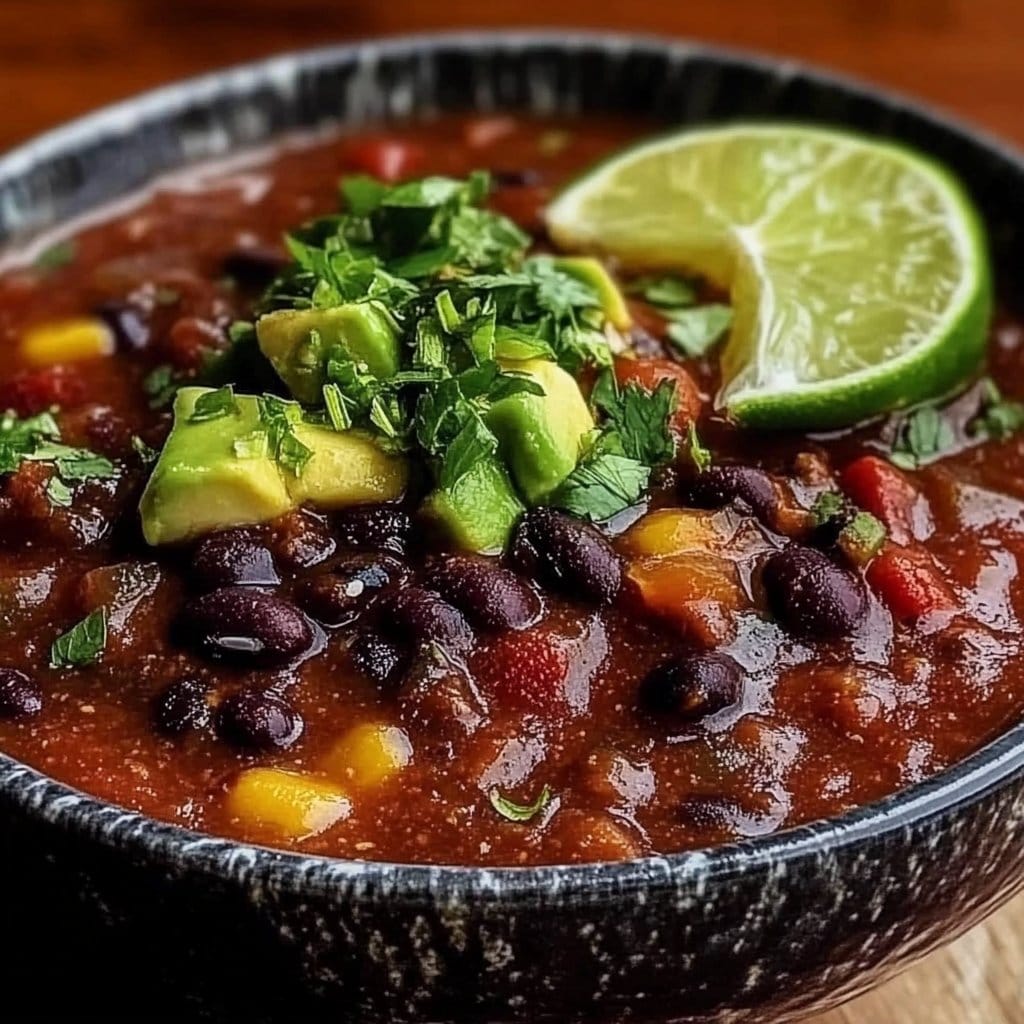 Daniel Fast Black Bean Soup with Avocado & Lime