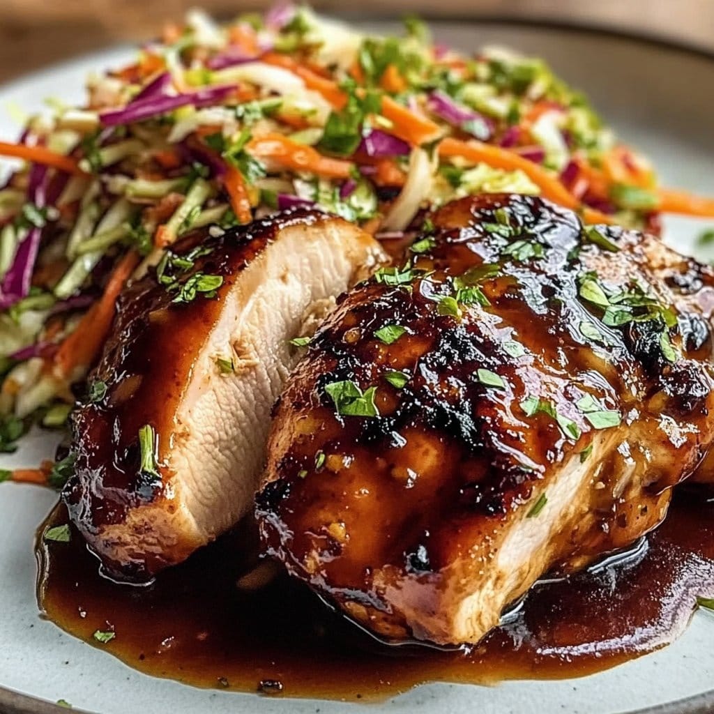 Sticky Apple Cider Chicken with Crisp Autumn Slaw