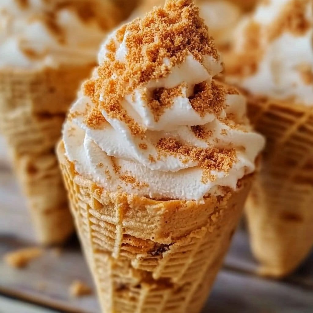 No Bake Pumpkin Cheesecake Cones