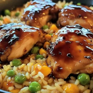 Delicious BBQ chicken and rice dish served in a one-pan meal.
