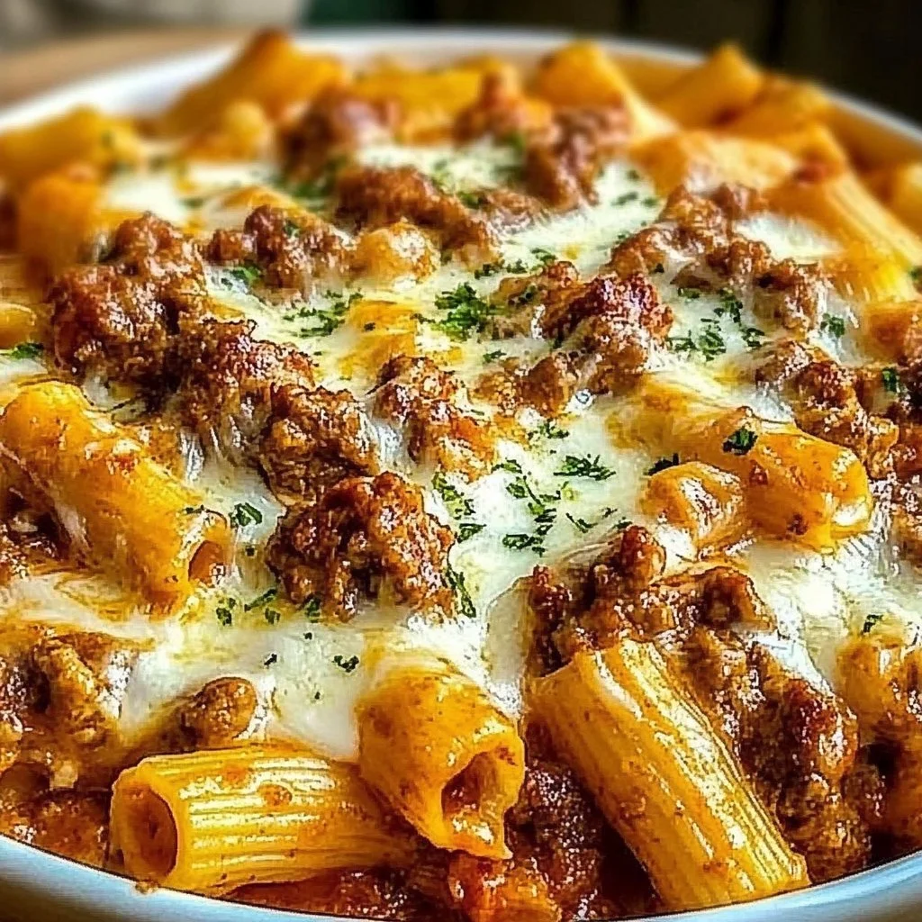 Beef Rigatoni Cheese Bake