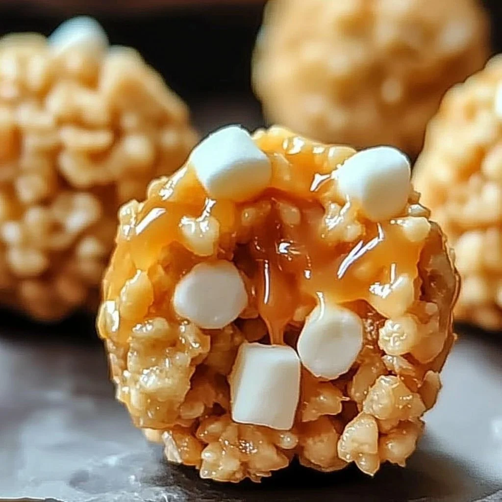 Caramel Marshmallow Rice Krispie Balls