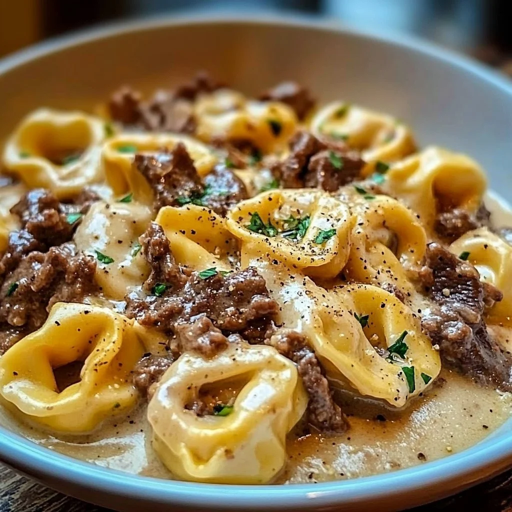 Cheesesteak Tortellini in Rich Provolone