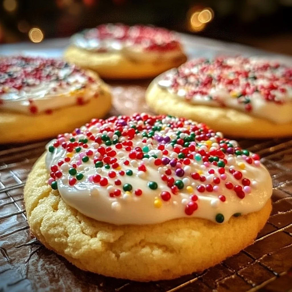 A variety of Christmas cookies decorated with icing and festive sprinkles.