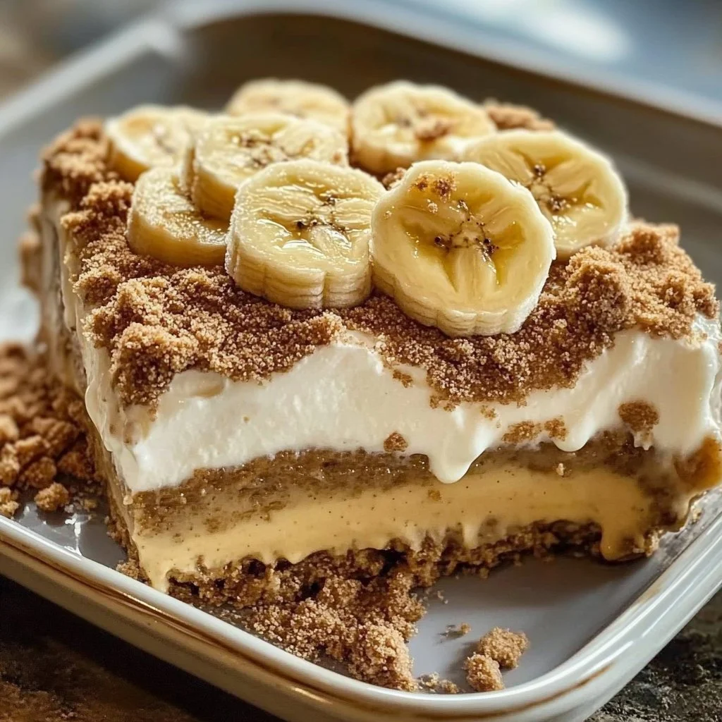 Creamy Biscoff Banana Delight dessert with bananas and Biscoff spread