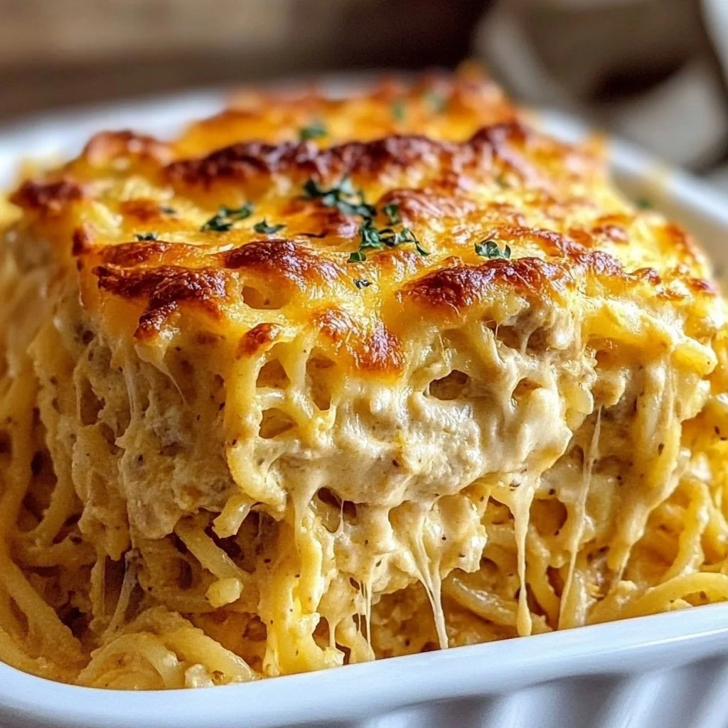 Cheesy Chicken Spaghetti Casserole