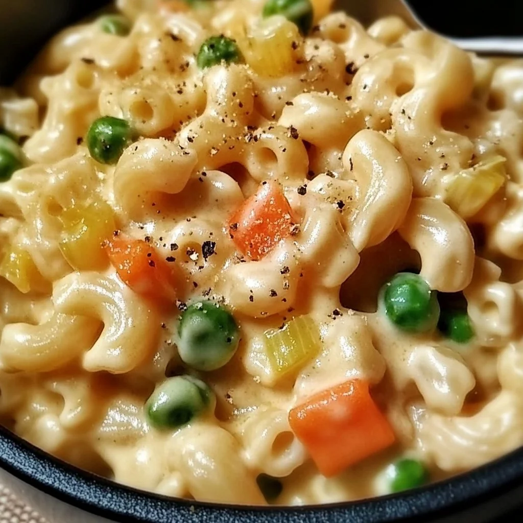 Creamy one pot veggie mac and cheese with colorful vegetables