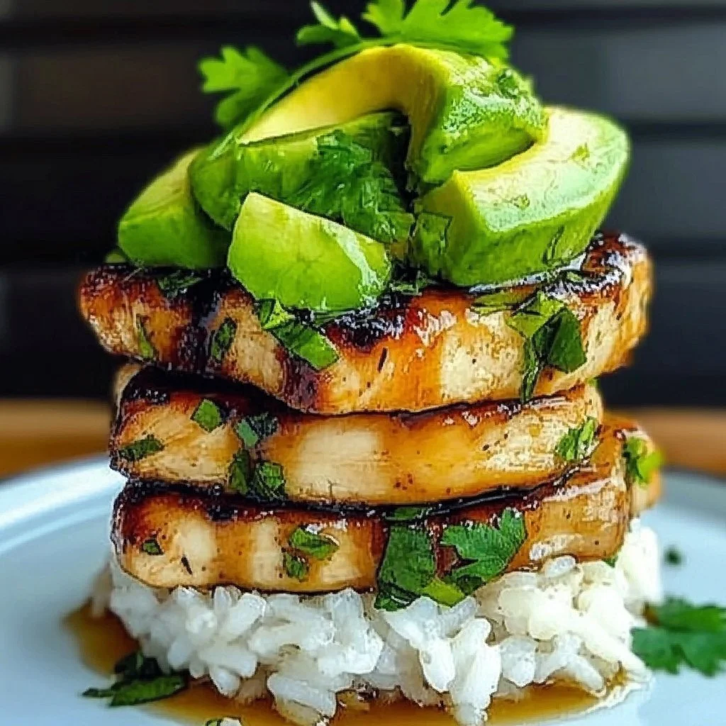 Honey Lime Chicken and Avocado Rice Stack