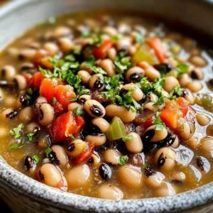 Delicious crockpot black-eyed peas recipe served in a bowl