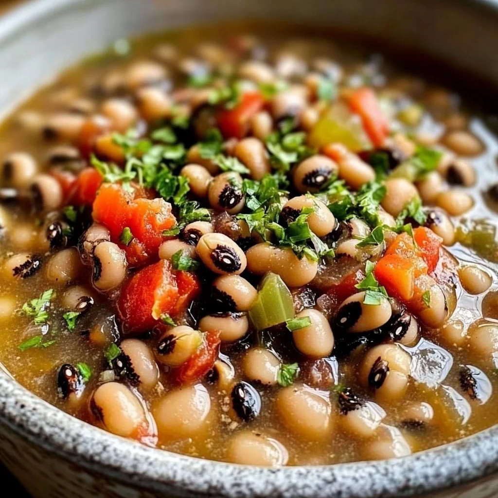 Delicious crockpot black-eyed peas recipe served in a bowl