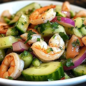 Cucumber Shrimp Salad with fresh ingredients and colorful presentation