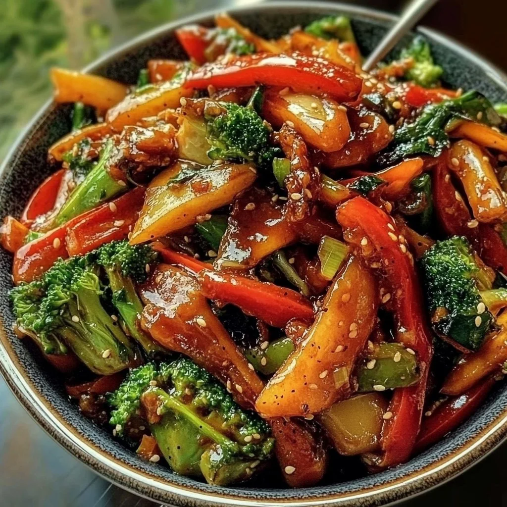 Daniel Fast vegetable stir fry with colorful mixed vegetables in a pan