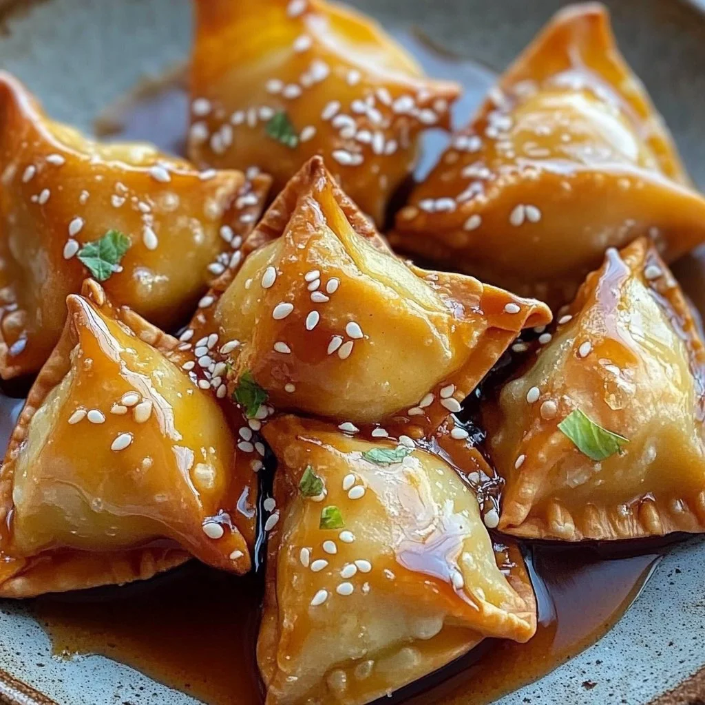 Air Fryer Caramel Apple Wontons