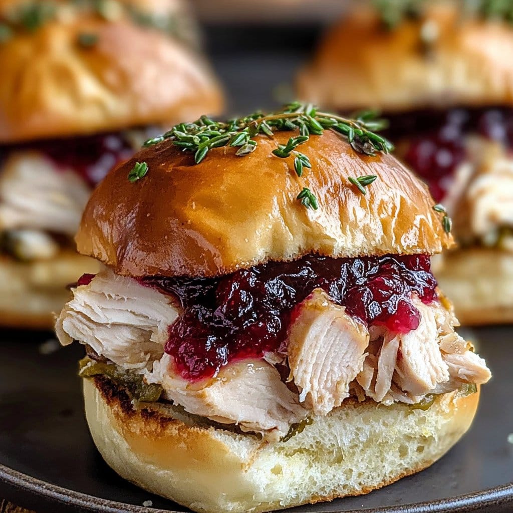 Thanksgiving Leftover Turkey Cranberry Sliders