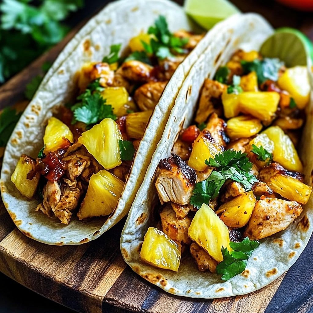 One Pan Chicken and Pineapple Tacos