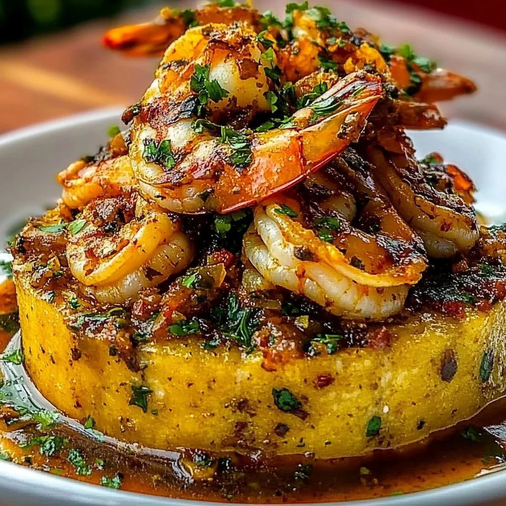 Delicious Garlic Shrimp Mofongo served with fresh ingredients and spices.