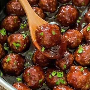 Delicious grape jelly meatballs served on a platter