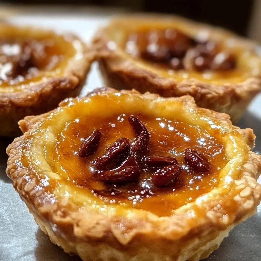 Delicious homemade butter tarts on a wooden table
