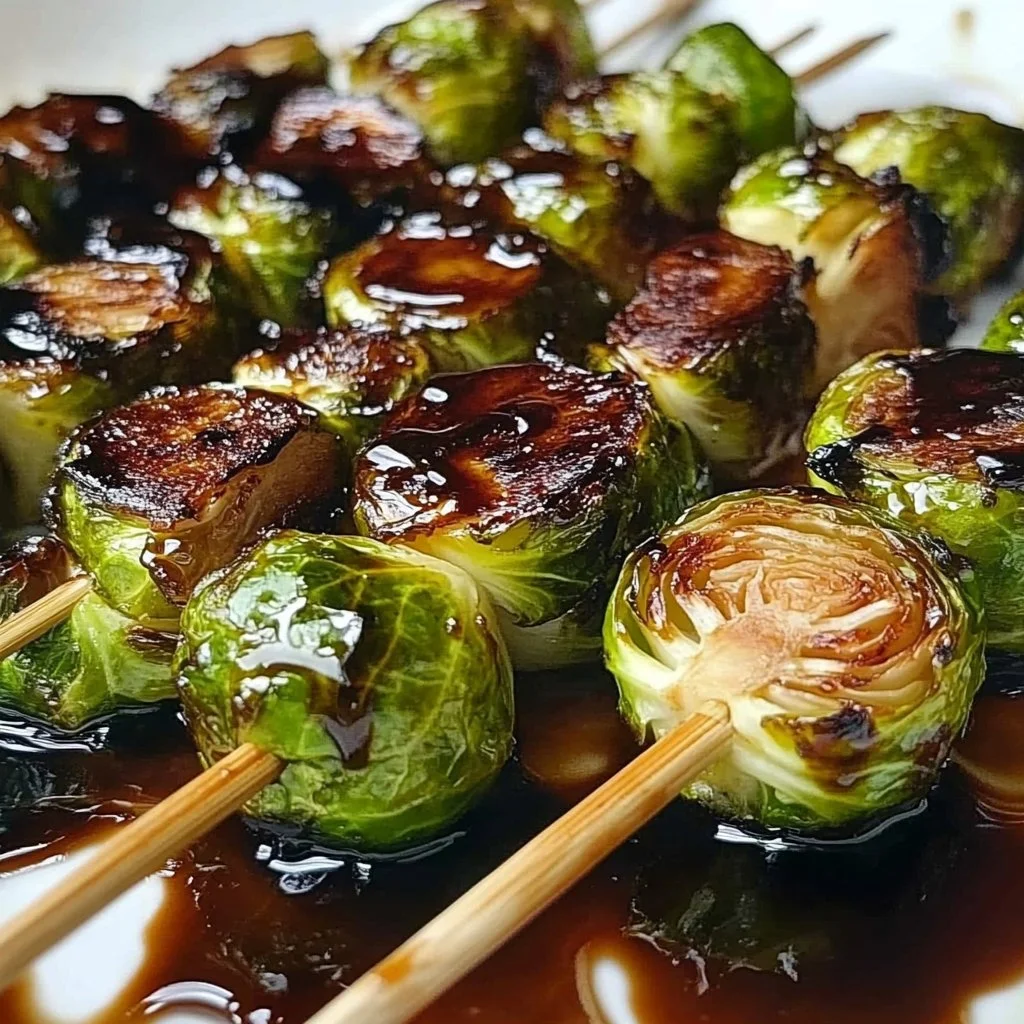 Maple Balsamic Brussel Sprout Skewers