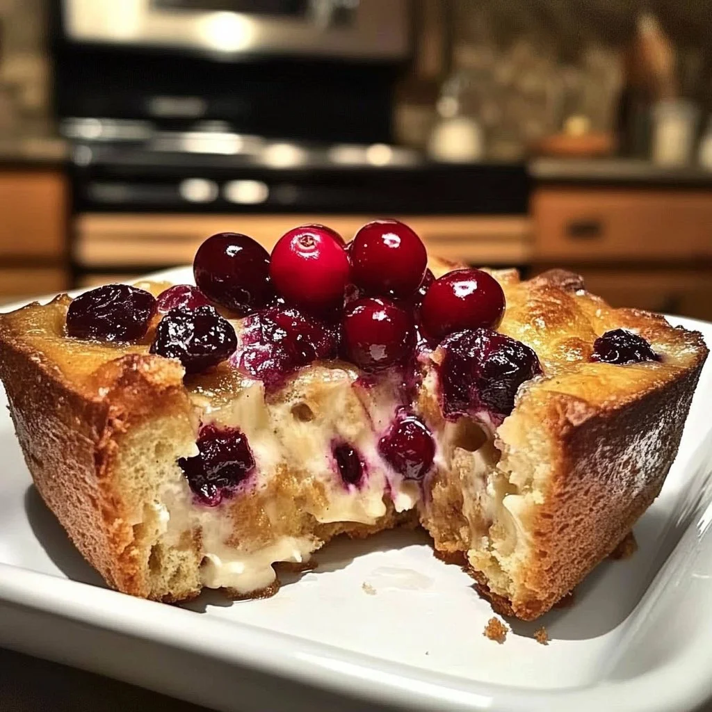 Maple Cranberry Bread Pudding