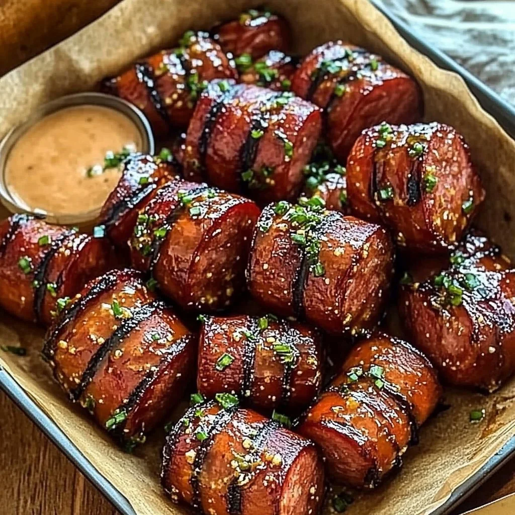 Mustard Hasselback Kielbasa Bites