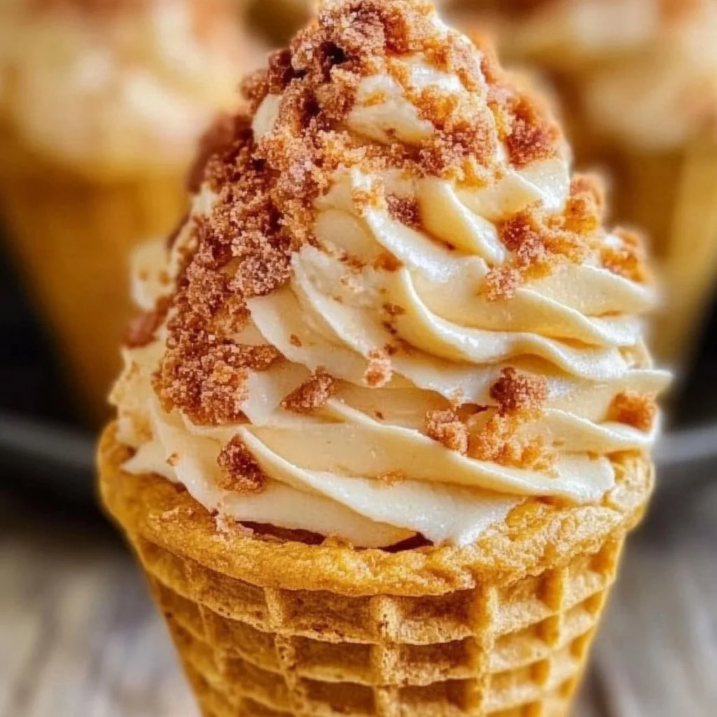 No Bake Pumpkin Cheesecake Cones