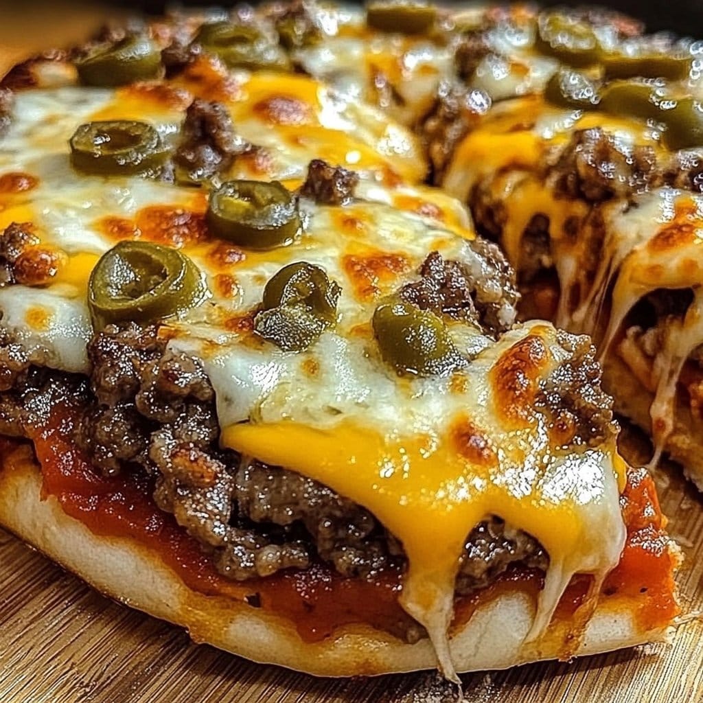 Triple Decker Cheeseburger Pizza with Stuffed Crust