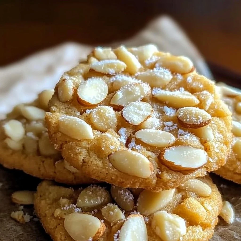 Pignoli cookies made with almond and pine nuts served on a plate